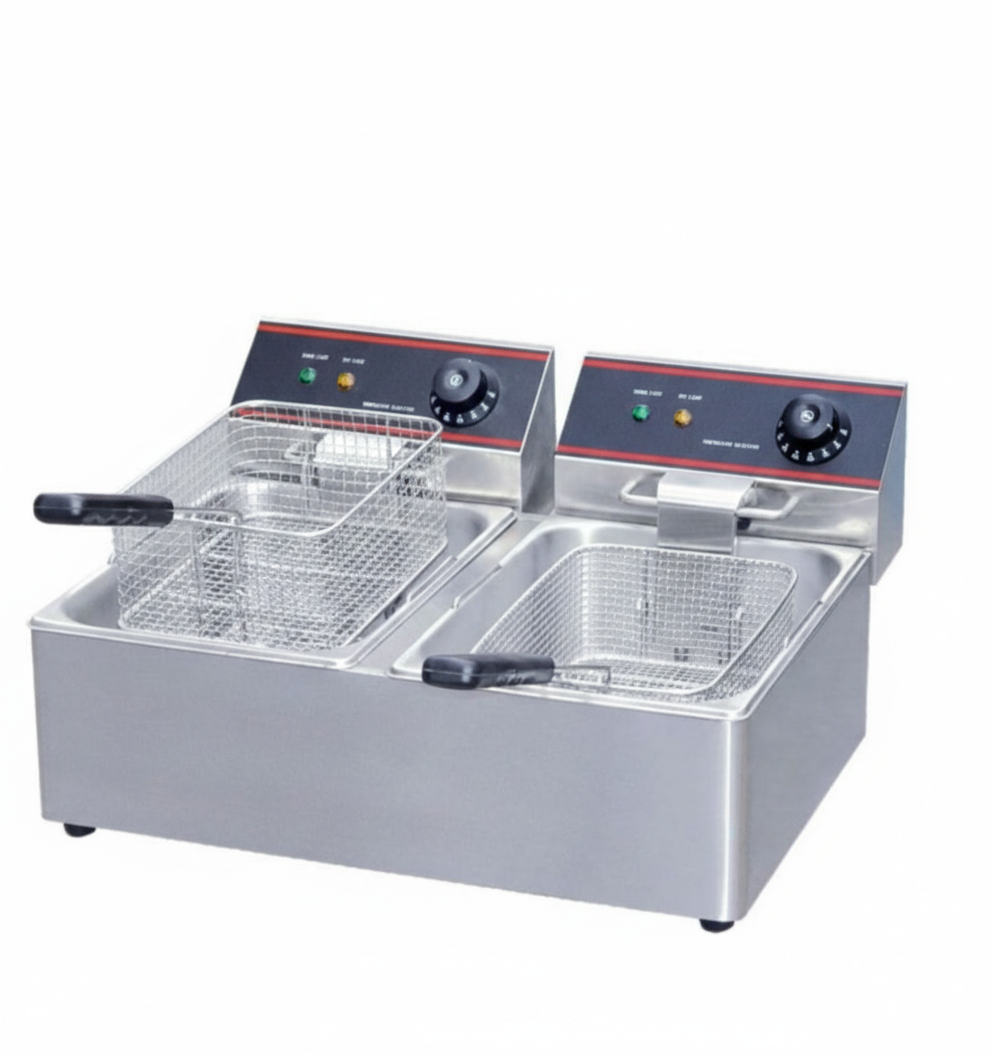 Electric Basket Chips Fryer with Double Tank - 10L