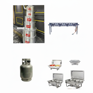 4Plate Gas Stove (*1) , 6 Hart Pots set(*6) , Chafing Dish(*4)