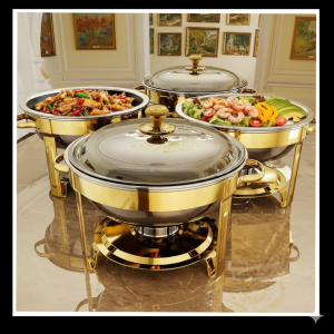 Chafing Dishes for Buffet, 4 Pack 5QT Round Stainless Steel Chafing Dish Set
