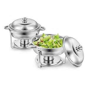 Wilprep 2 Pack Stainless Steel Chafer Set with Food Warming Pans Lids Fuel Holders
